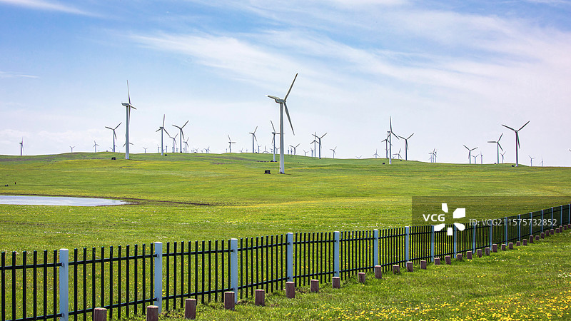 辉腾锡勒草原牧场中风电场图片素材