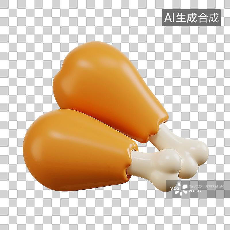 【AI数字艺术】3D 卡通脆皮鸡腿模型图片素材