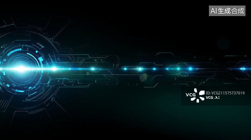 【AI数字艺术】科技感蓝色光效背景图片素材