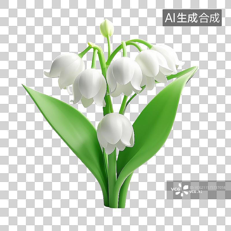 【AI数字艺术】3D 白色铃兰花模型图片素材