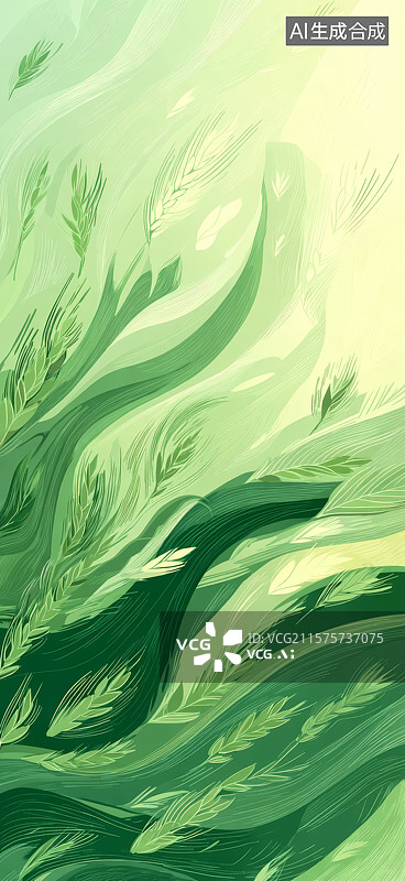 【AI数字艺术】绿色抽象植物流动艺术图片素材