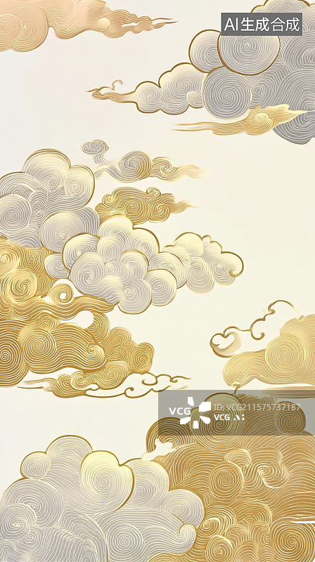 【AI数字艺术】金色祥云图案背景图片素材