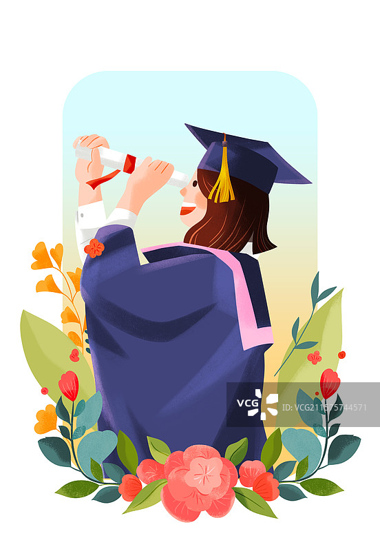 竖版插画人物_女大学生图片素材