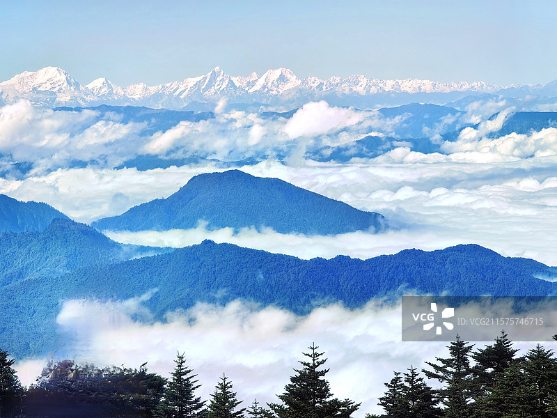 远眺贡嘎雪山图片素材