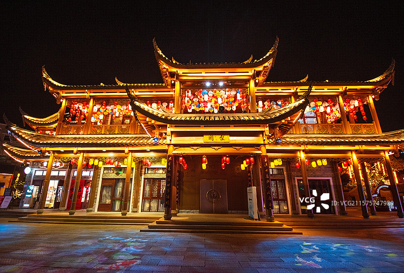 福建龙岩连城四角井记忆夜景图片素材