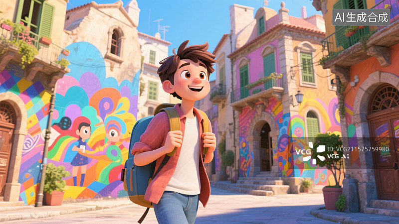 【AI数字艺术】异域街头活力旅人图片素材