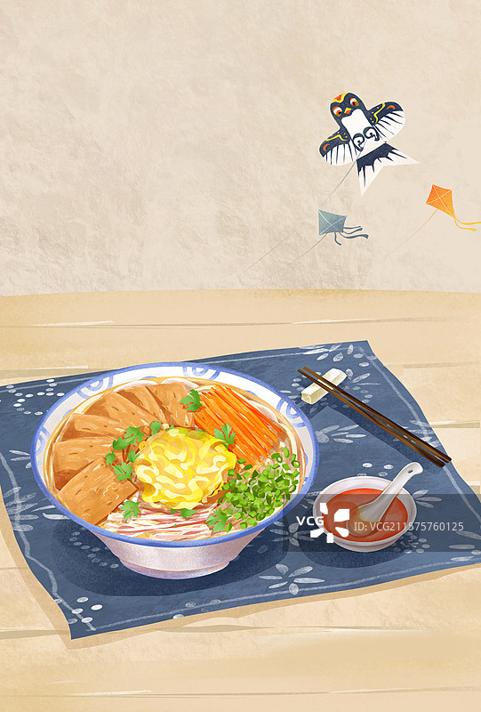 山东省潍坊鸡鸭和乐 鲁菜 山东特色小吃美食插画图片素材