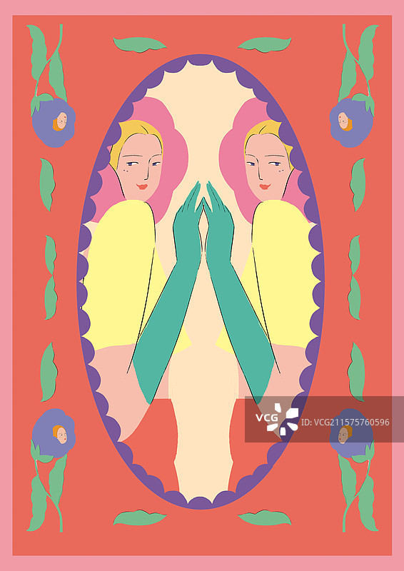 镜子少女图片素材