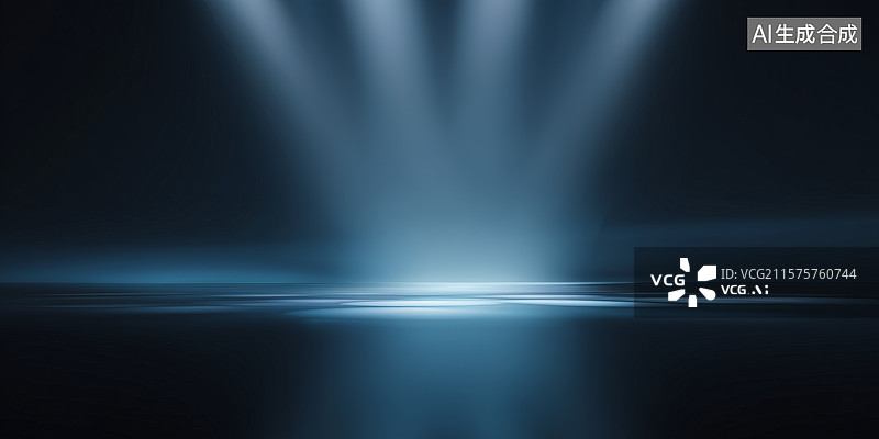 【AI数字艺术】蓝色光束照射的神秘空间图片素材