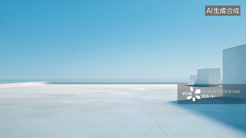 【AI数字艺术】简洁现代建筑与蓝天图片素材