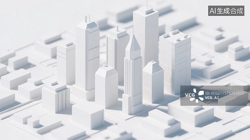 【AI数字艺术】白色城市模型建筑群图片素材