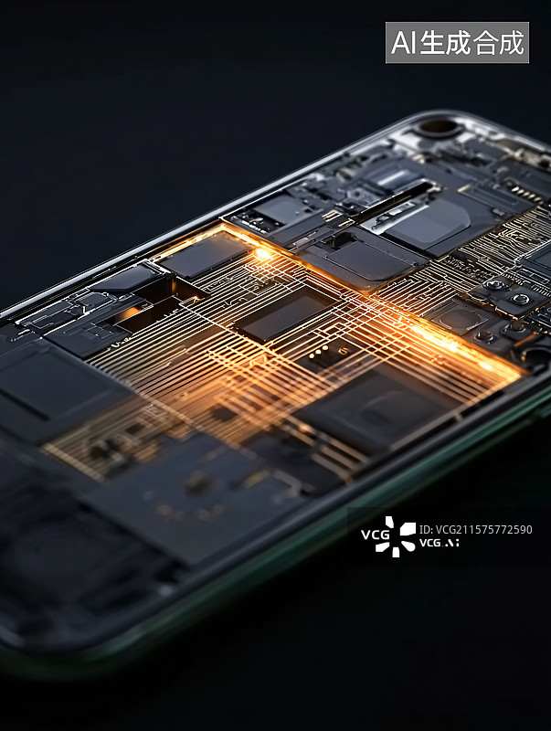 【AI数字艺术】手机电子元件的精细特写图片素材