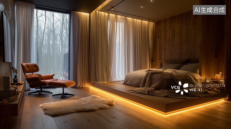 【AI数字艺术】自然极简风格卧室设计图片素材