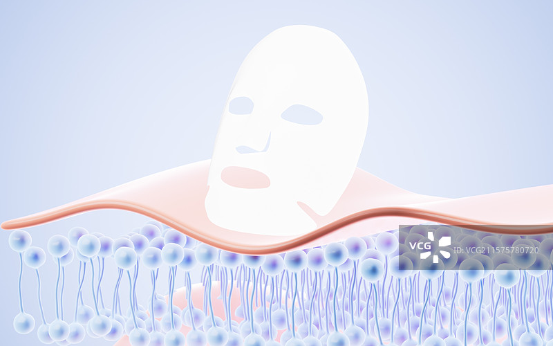 补水保湿美白等面膜护肤与皮肤组织3D渲染图片素材