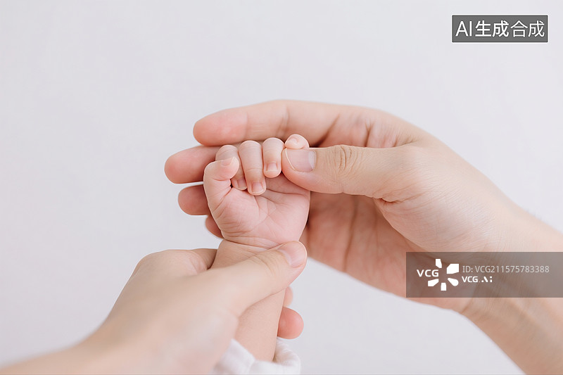 【AI数字艺术】大人的手握着婴儿的手图片素材