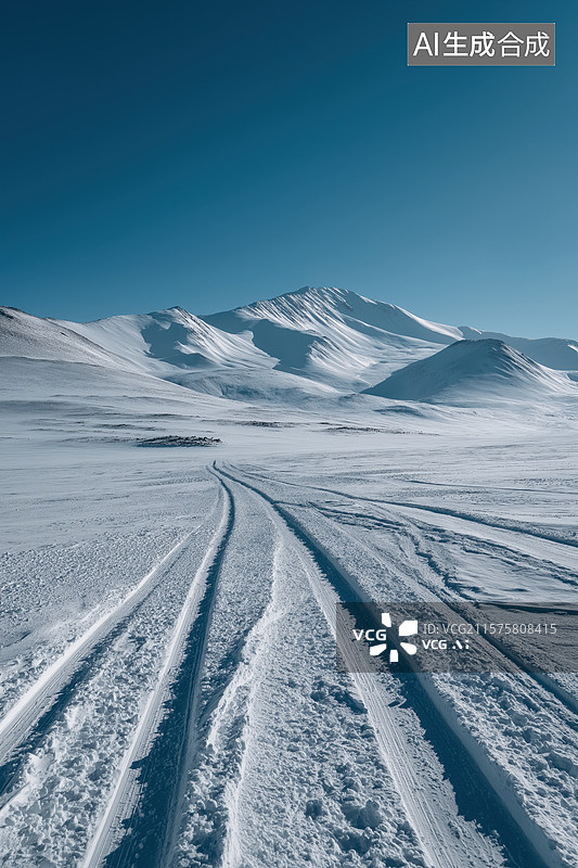 【AI数字艺术】雪山轮胎印图片素材