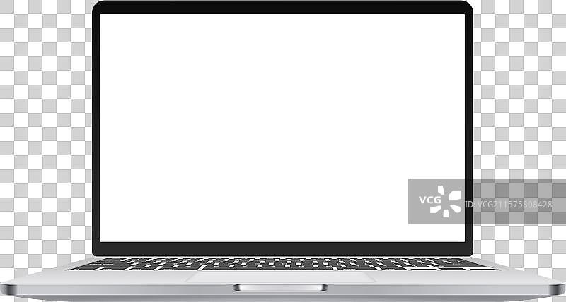 现代笔记本电脑空白屏幕展示图，背景为白色图片素材