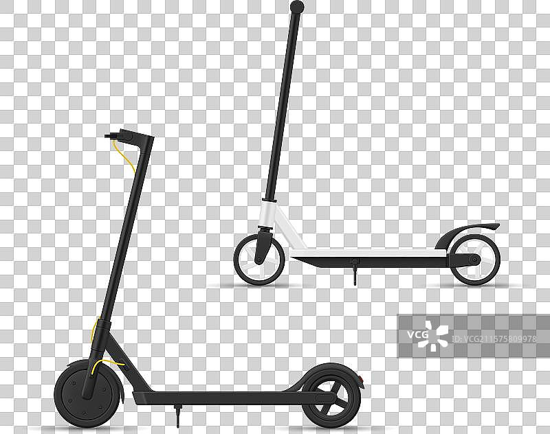 户外电动与普通现代滑板车图片素材