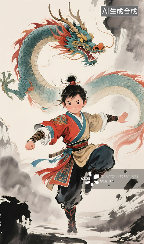 【AI数字艺术】古代武侠水墨画图片素材