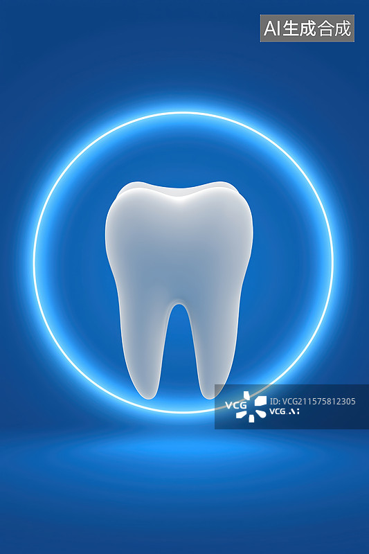 【AI数字艺术】发光背景中的白色牙齿模型图片素材