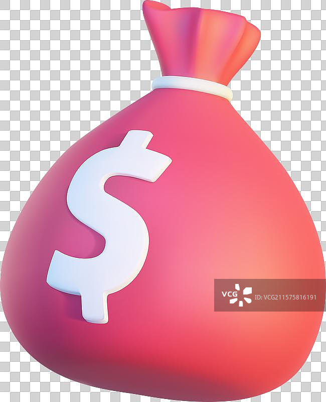 白色背景上孤立的金钱袋3D渲染图图片素材