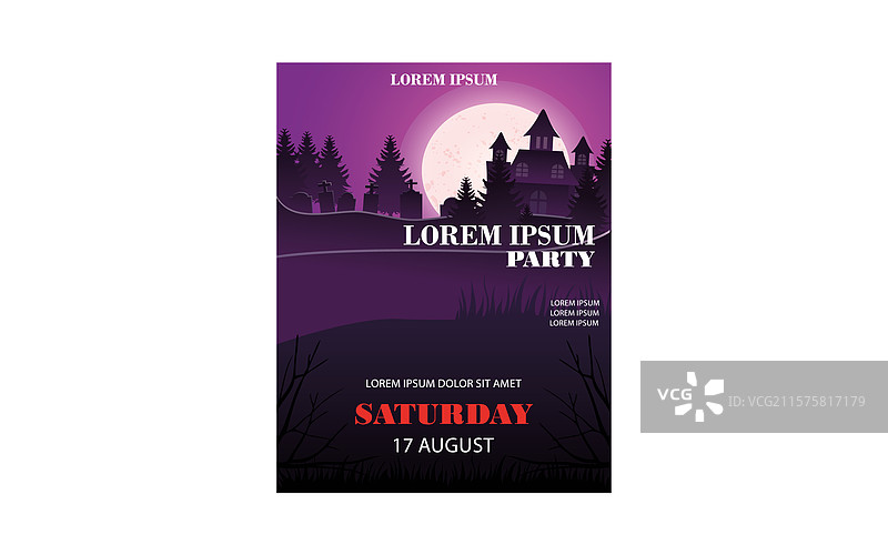 万圣节传单，带有阴森城堡设计图片素材