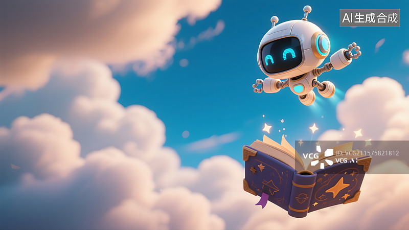 【AI数字艺术】AI机器人探索知识宇宙背景图图片素材