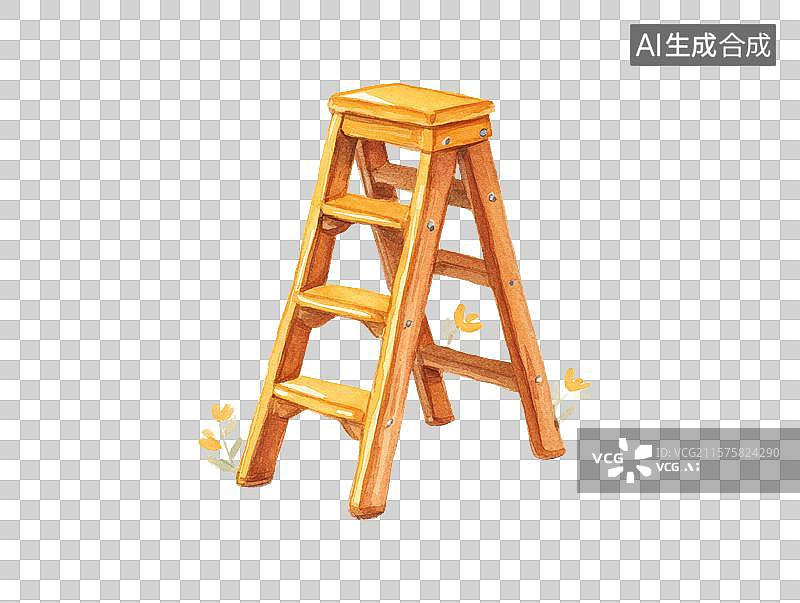 【AI数字艺术】【免抠png素材】一把卡通人字梯图片素材