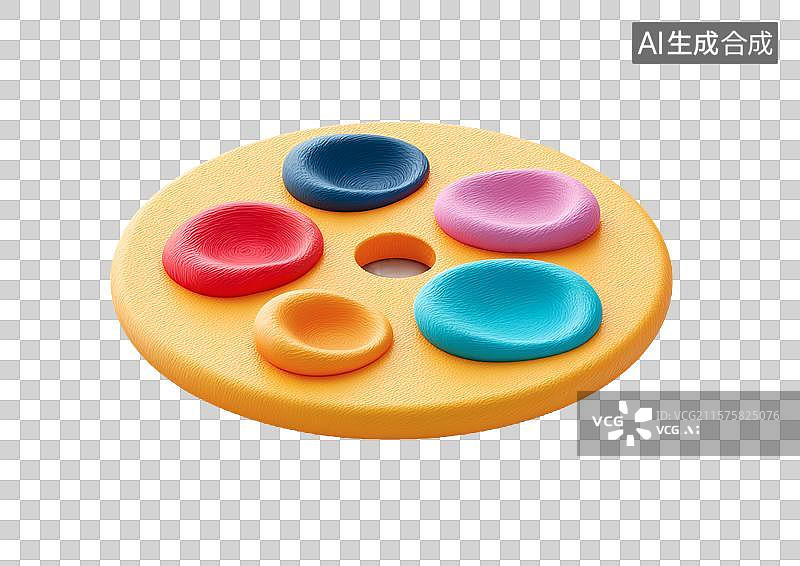 【AI数字艺术】【免抠png素材】一个彩色3D卡通调色板图片素材