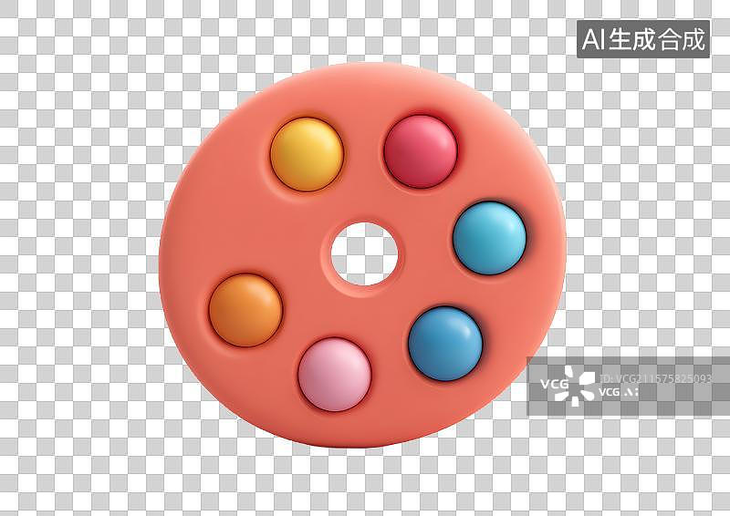 【AI数字艺术】【免抠png素材】一个彩色3D卡通调色板图片素材