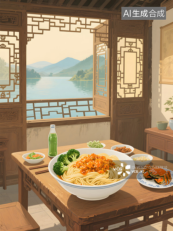 【AI数字艺术】蟹黄面图片素材