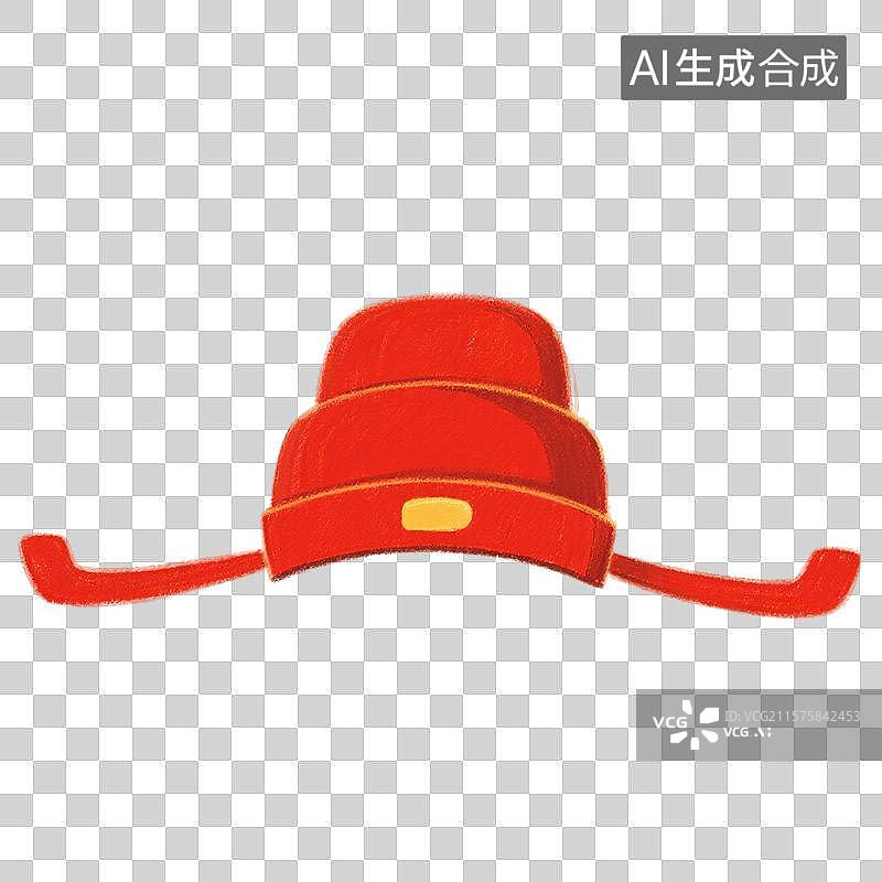 【AI数字艺术】国风手绘插画，中国风汉服帽子，古风帽子，古代官帽，红色帽子，状元帽，免抠元素图片素材