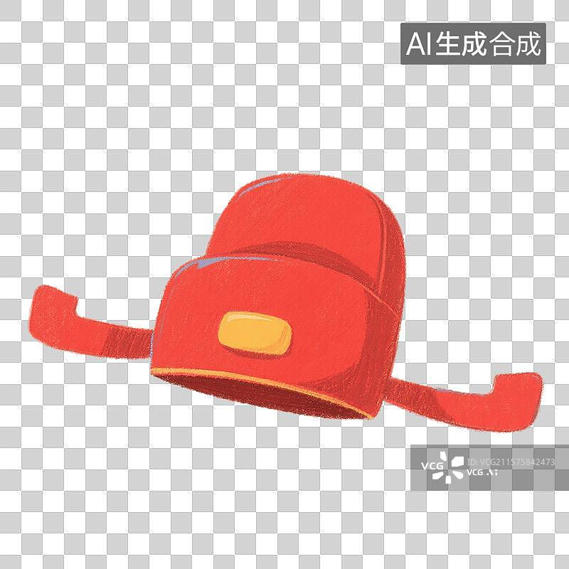 【AI数字艺术】国风手绘插画，中国风汉服帽子，古风帽子，古代官帽，红色帽子，状元帽，免抠元素图片素材