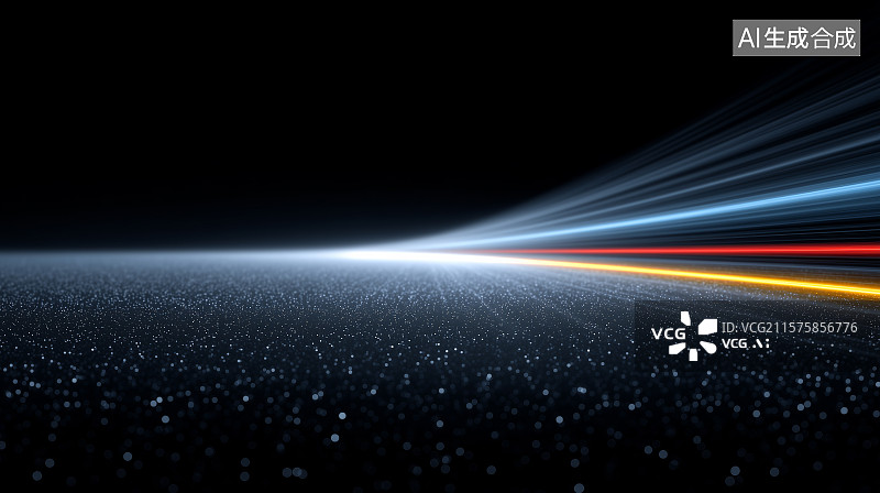 【AI数字艺术】炫彩光轨道路图片素材