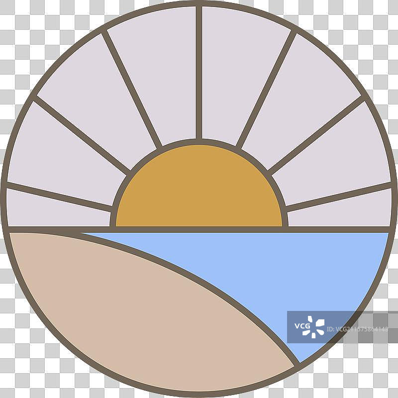 海滩景观极简圆形概念logo设计图片素材