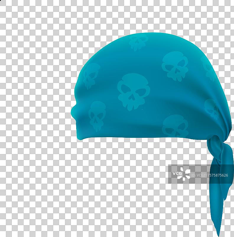 卡通海盗蓝色头巾帽子纺织品头饰图片素材