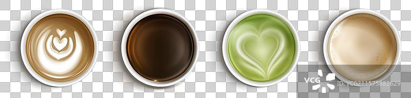 从上方俯视塑料或纸杯中的咖啡图片素材