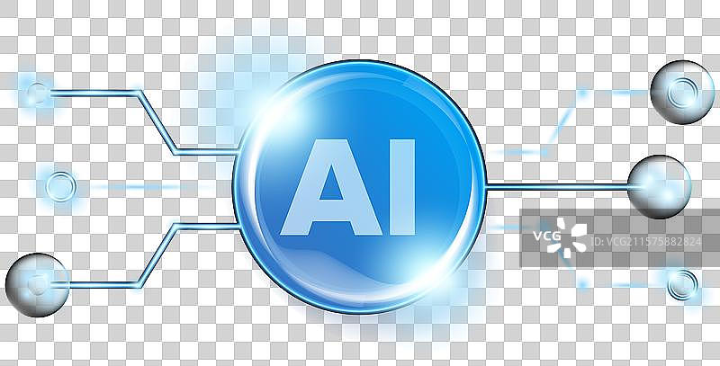 蓝色电路板上的人工智能芯片组图片素材