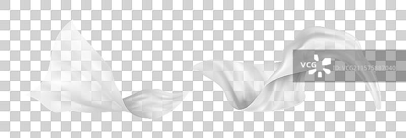 白色透明纸上的布料织物飞舞图片素材