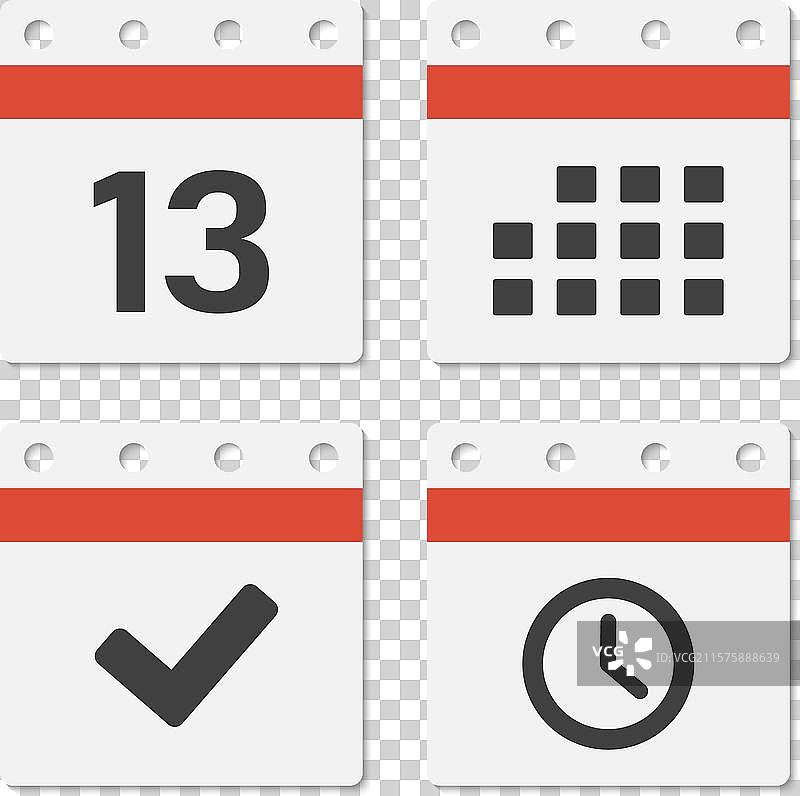 图标页面日历 - 13天议程计时器完成图片素材
