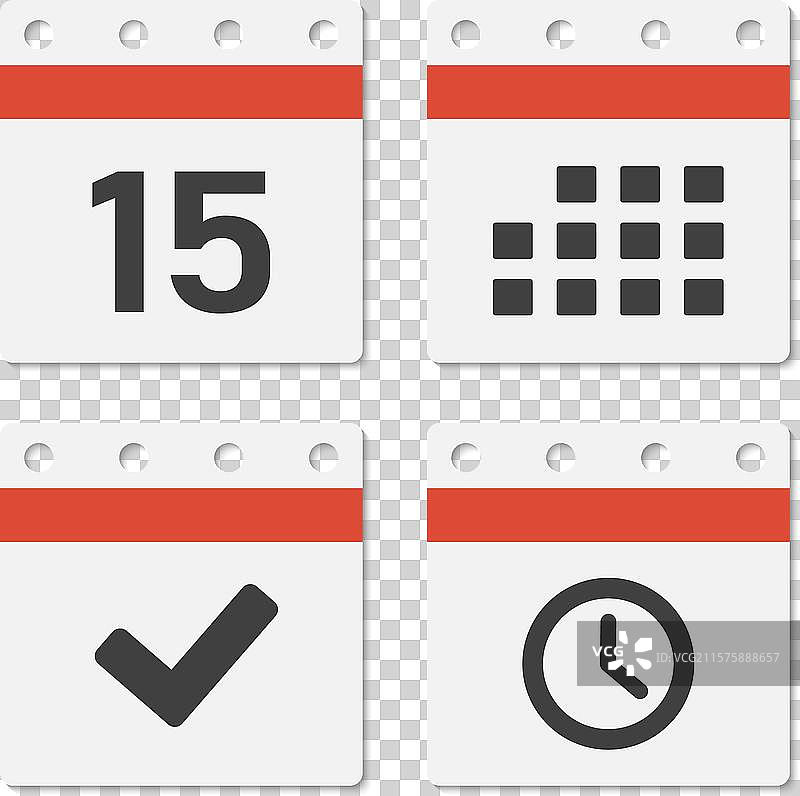 图标页面日历 - 15天议程计时器完成图片素材