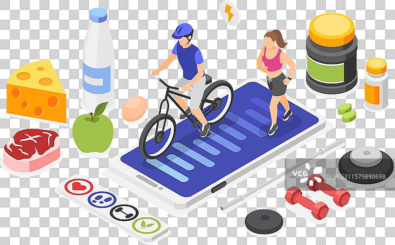 等距运动与健康生活方式：骑行与健身图片素材