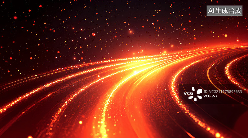【AI数字艺术】红色党建周年庆金色粒子发展商务科技背景图片素材