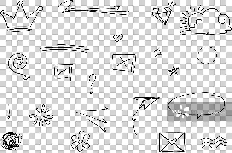 手绘线条艺术涂鸦套装图片素材