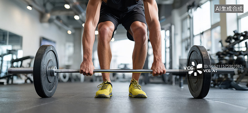 【AI数字艺术】男子正在健身房举杠铃图片素材