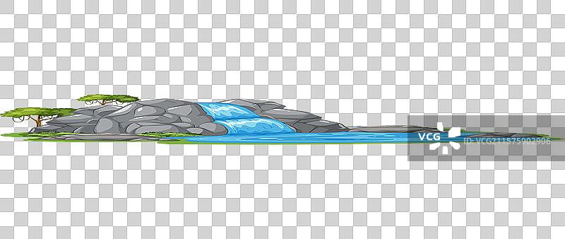 瀑布流过岩石汇入池塘图片素材