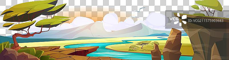 非洲草原阳光明媚的风景图片素材