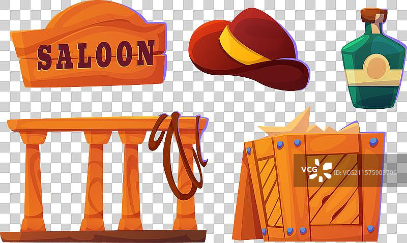 西部酒吧设计元素套件图片素材