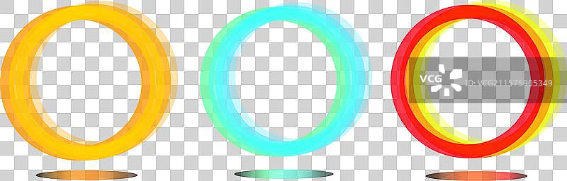 一组发光的霓虹色圆圈图片素材