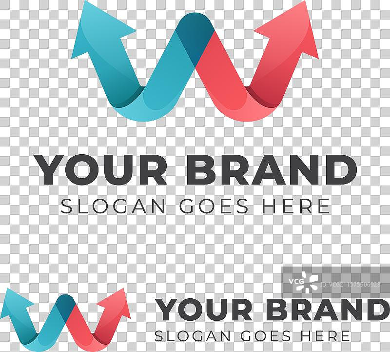 字母W与箭头的标志设计，适合您的品牌或图片素材